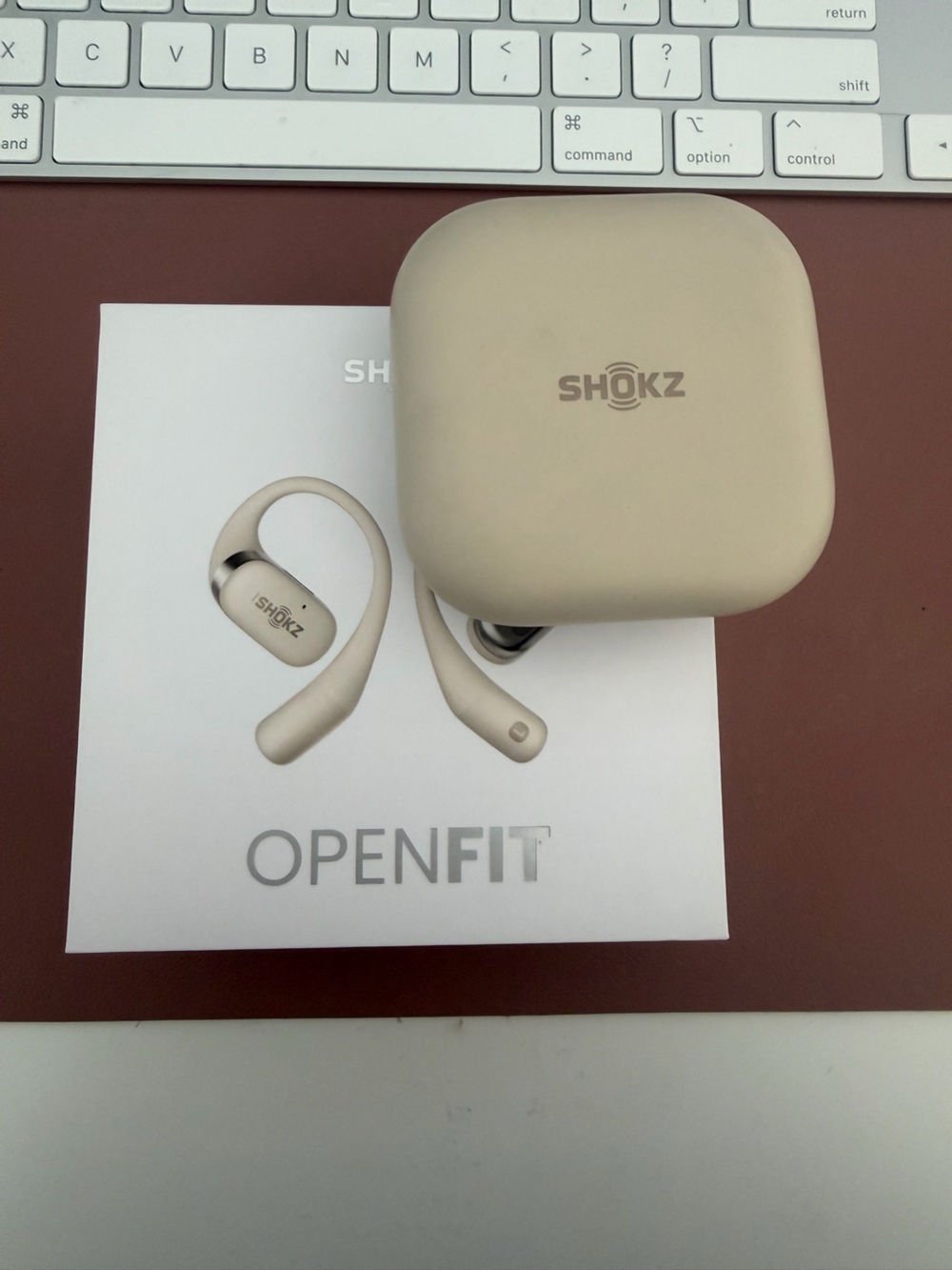 Shokz OpenFit Bone Conduction Headphones in Beige
